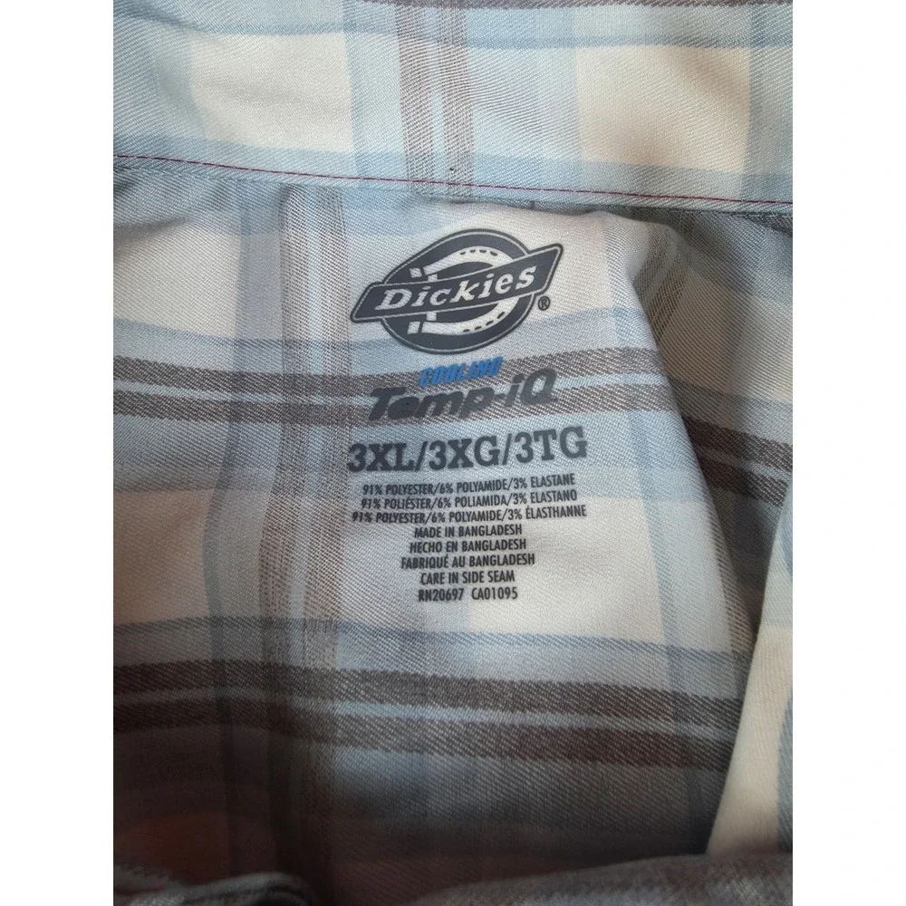 Dickies Temp-iQ Cooling Utility Shirt Womens 3XL Blue Plaid Work Western Snap